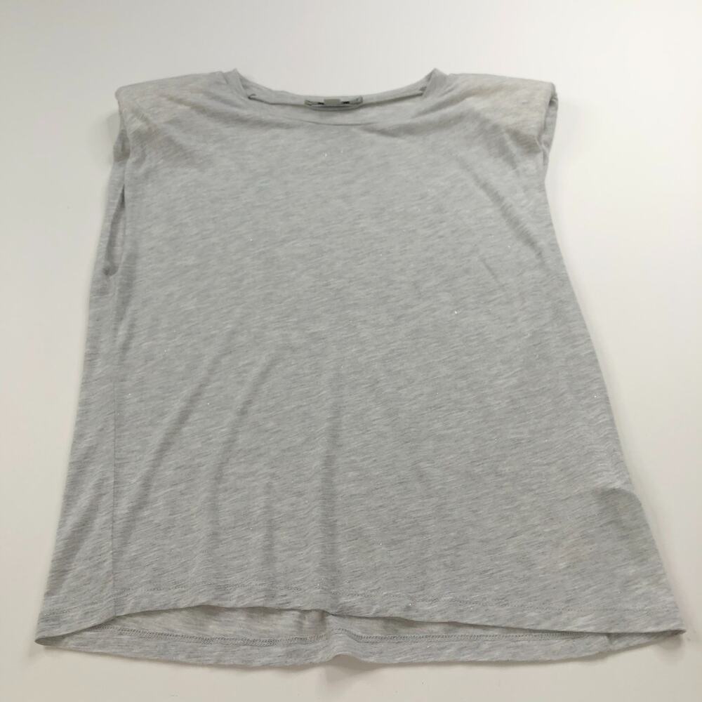 All Saints Coni Tank Small Shoulder Pad Leopard Pullover Top Gray MINT HRJ
